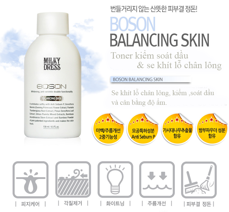 Toner kiểm soát dầu Milky Dress Hàn Quốc Boson Balancing Skin-2