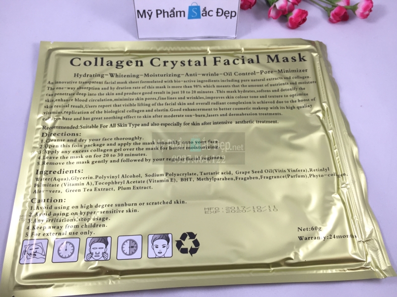 Mặt nạ collagen crystal facial mask vàng-1