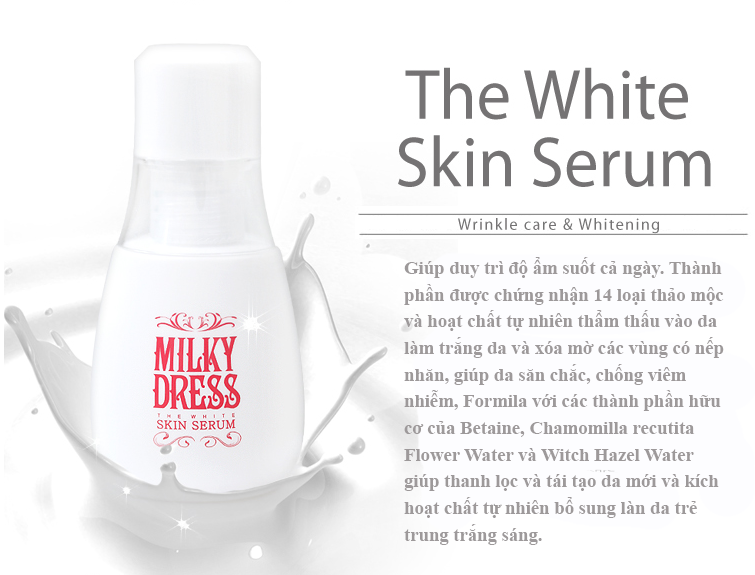 Serum dưỡng ẩm chống lão hóa Milky Dress The White Skin tại tphcm - 02