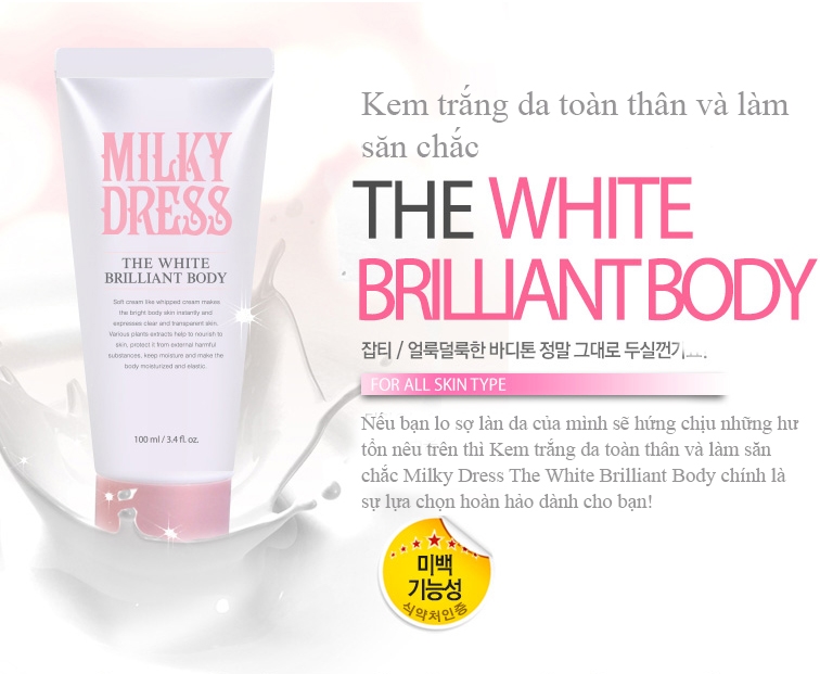 Kem trắng da toàn thân Milky Dress The White Brilliant Body tại tphcm - 02