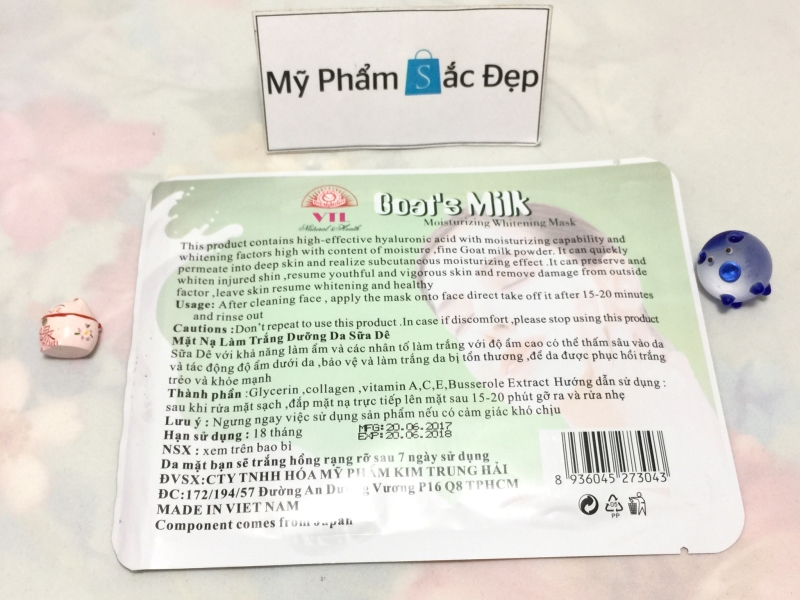 Miếng đắp mặt nạ từ sữa dê nguyên chất VTL trắng da giá sỉ tại tphcm - 03